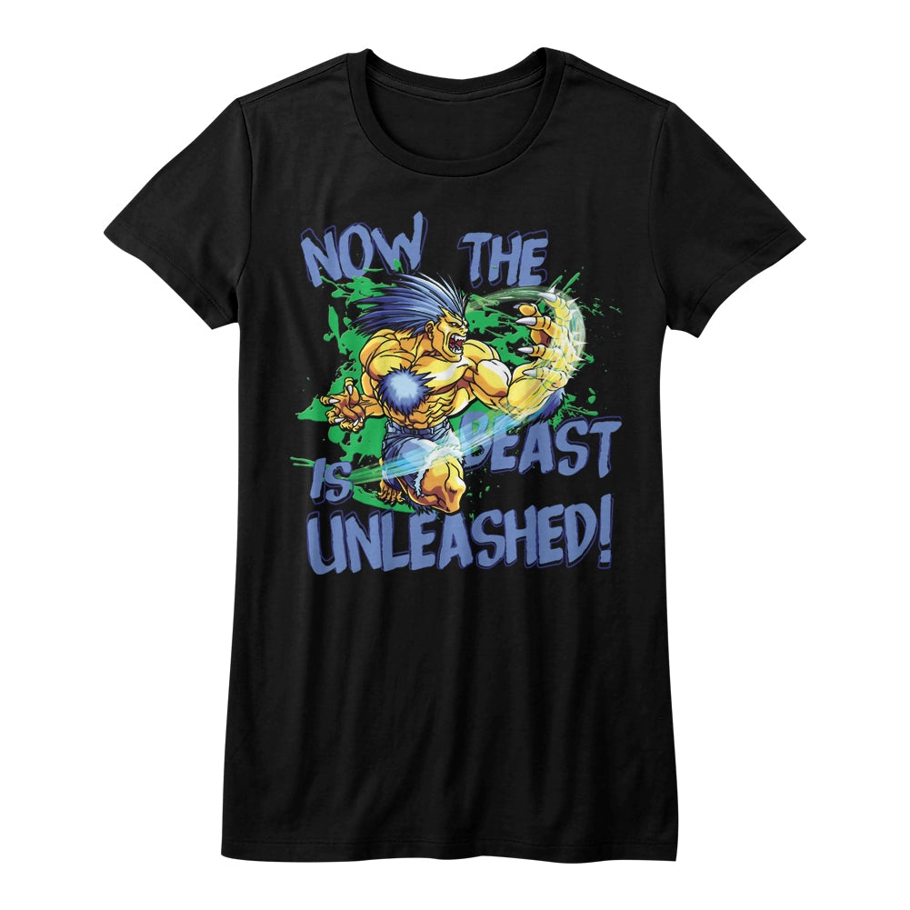 Street Fighter Girls Juniors S/S T-Shirt - Beast Unleashed - Solid Black Hoodie, Sweatshirt | CiraTrend.com