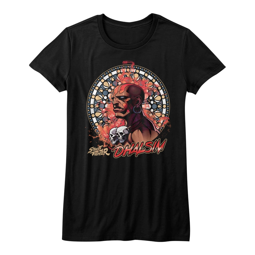 Street Fighter Girls Juniors S/S T-Shirt - Dhalsim - Solid Black Hoodie, Sweatshirt | CiraTrend.com