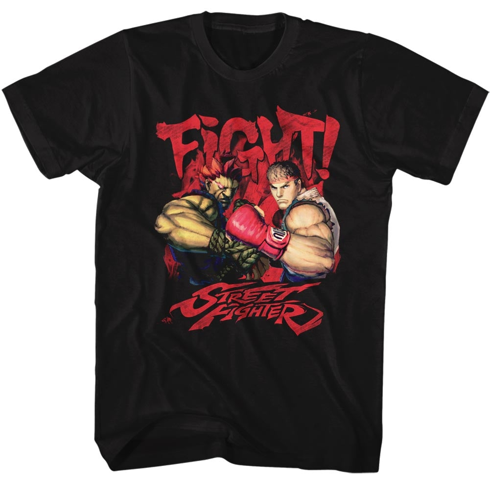 Street Fighter Mens S/S T-Shirt - Fight! - Solid Black Hoodie, Sweatshirt | CiraTrend.com