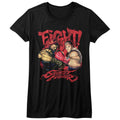 Street Fighter Girls Juniors S/S T-Shirt - Fight! - Solid Black Hoodie, Sweatshirt | CiraTrend.com