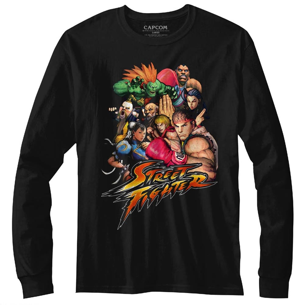 Street Fighter Mens L/S T-Shirt - Stftr - Solid Black Hoodie, Sweatshirt | CiraTrend.com