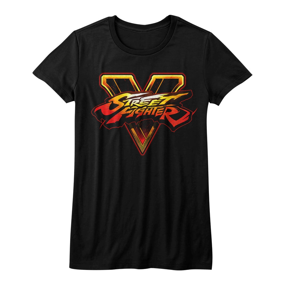Street Fighter Girls Juniors S/S T-Shirt - Sfv Logo - Solid Black Hoodie, Sweatshirt | CiraTrend.com