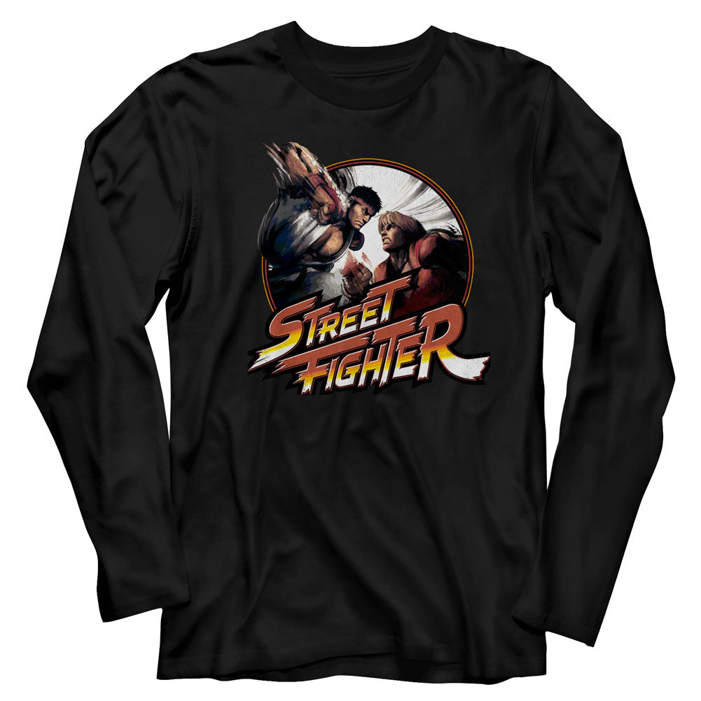 Street Fighter Mens L/S T-Shirt - Punchy - Solid Black Hoodie, Sweatshirt | CiraTrend.com