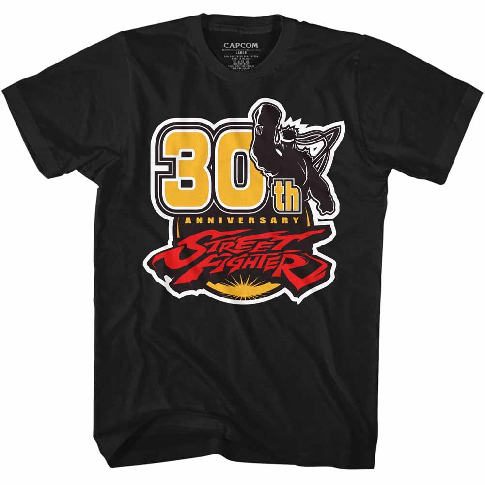 Street Fighter Mens S/S T-Shirt - 30Th - Solid Black Hoodie, Sweatshirt | CiraTrend.com
