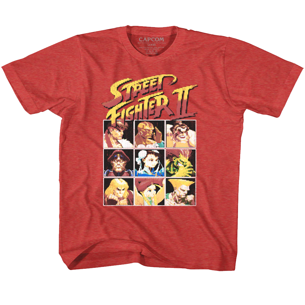Street Fighter Toddler S/S T-Shirt - 8Bit - Heather Vintage Red Hoodie, Sweatshirt | CiraTrend.com