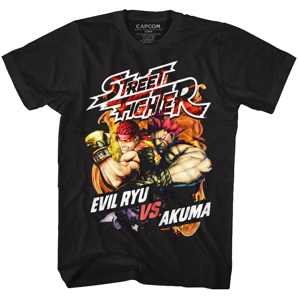 Street Fighter Mens S/S T-Shirt - Street Fire - Solid Black Hoodie, Sweatshirt | CiraTrend.com