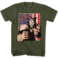 Street Fighter Mens S/S T-Shirt - Guile With Flag - Solid Military Green Hoodie, Sweatshirt | CiraTrend.com