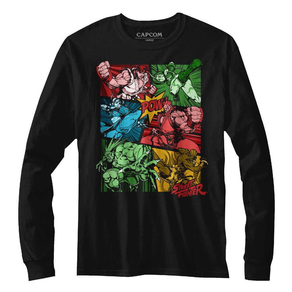 Street Fighter Mens L/S T-Shirt - Comic - Solid Black Hoodie, Sweatshirt | CiraTrend.com
