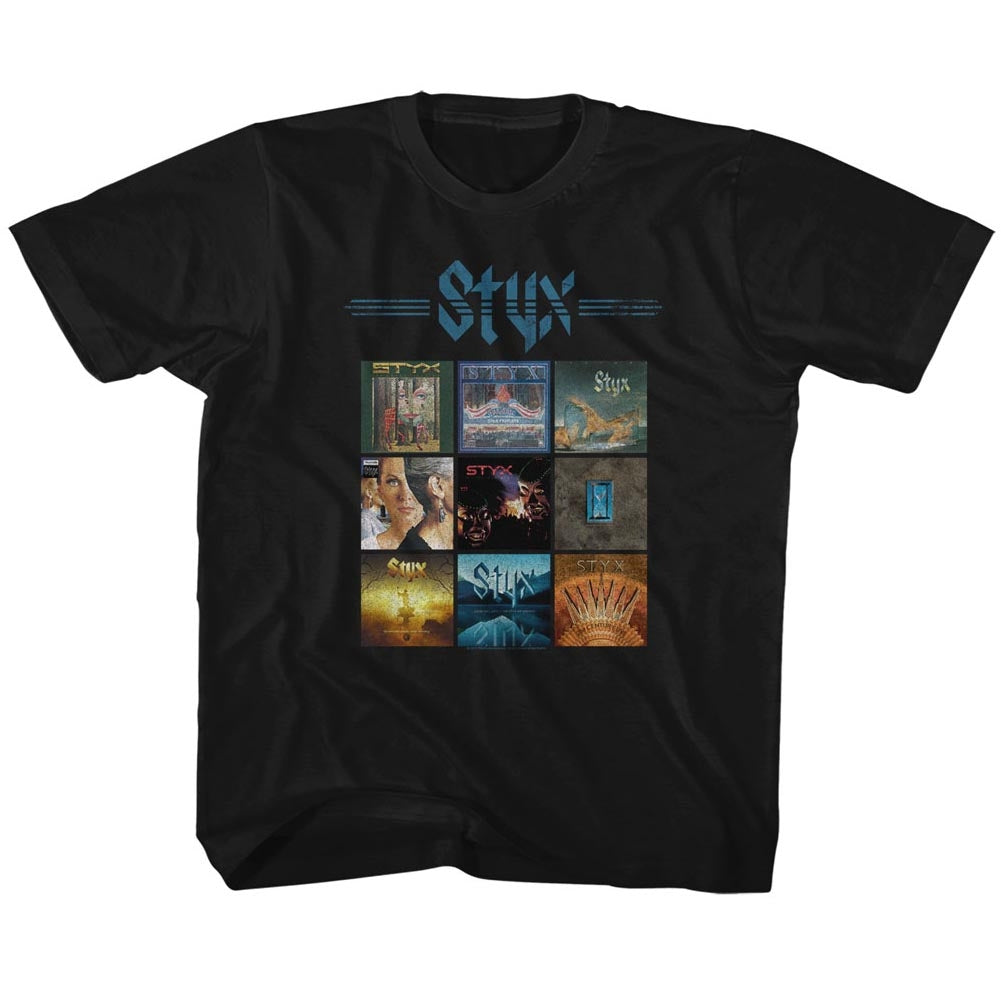 Styx Toddler S/S T-Shirt - Album Grid - Solid Black Hoodie, Sweatshirt | CiraTrend.com
