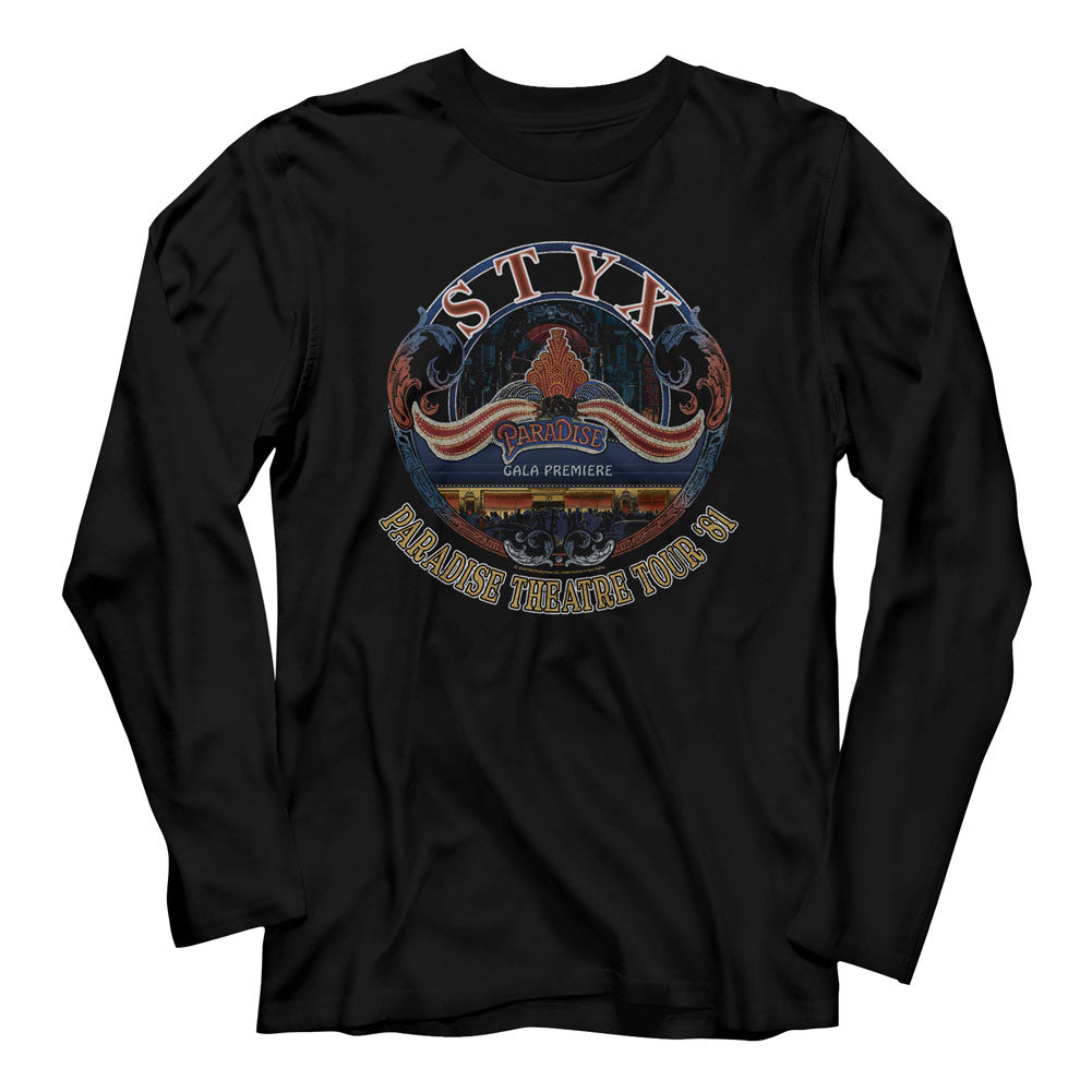 Styx Mens L/S T-Shirt - Tour 81 - Solid Black Hoodie, Sweatshirt | CiraTrend.com