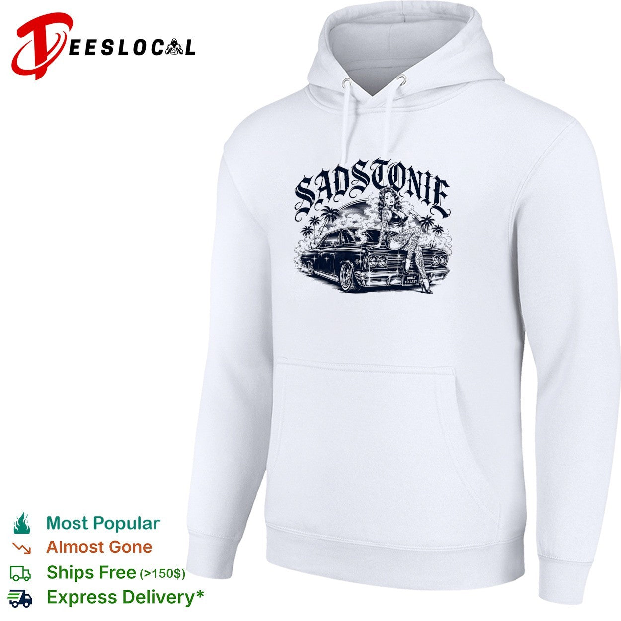 Sadstonie built to last pinup girl classic car shirt