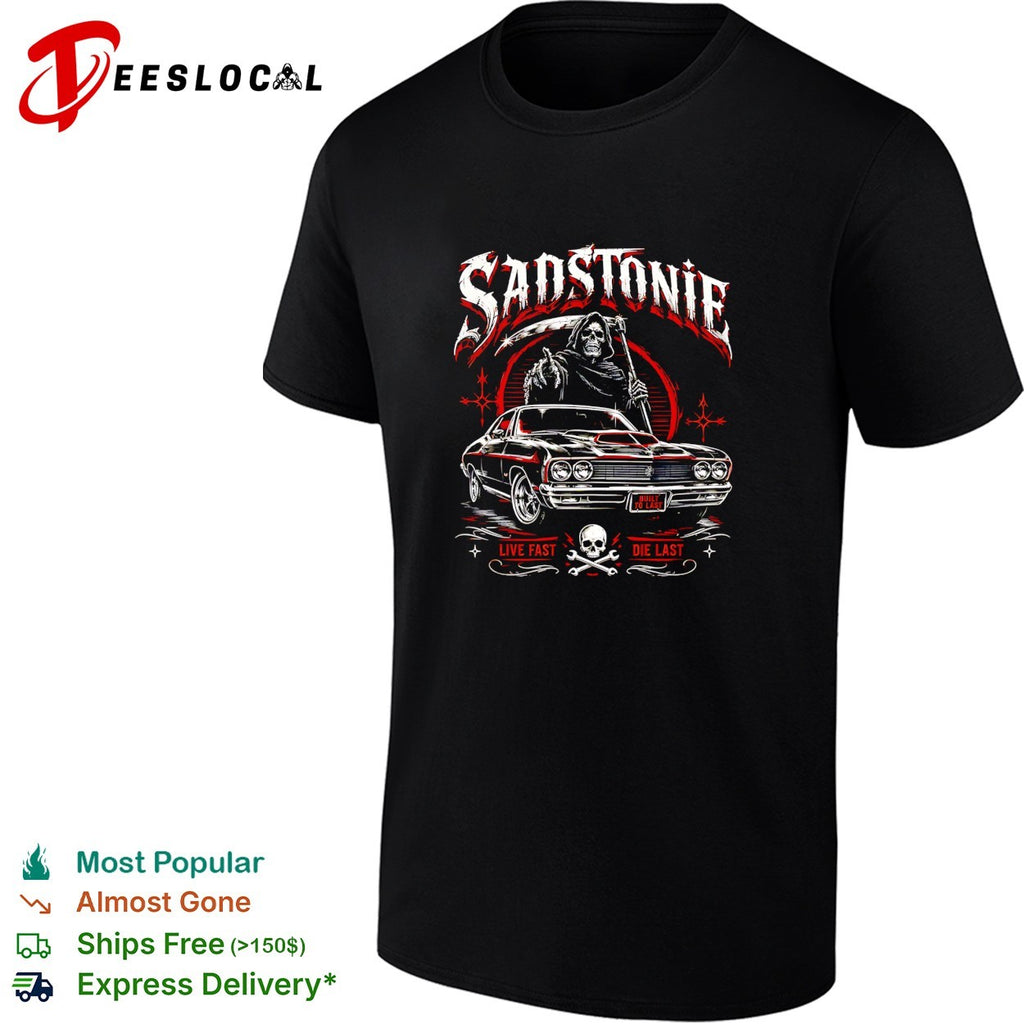 Sadstonie live fast die last grim reaper classic car shirt