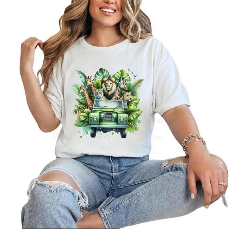 Safari Animals Car Lion Giraffe Tiger Jungle T-Shirt Unisex Sweatshirt Hoodie Cotton Top | CiraTrend.com