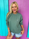 Sage Green Embroidered Initial Sweatshirt (S-XL) T-Shirts, Hoodie | CiraTrend.com