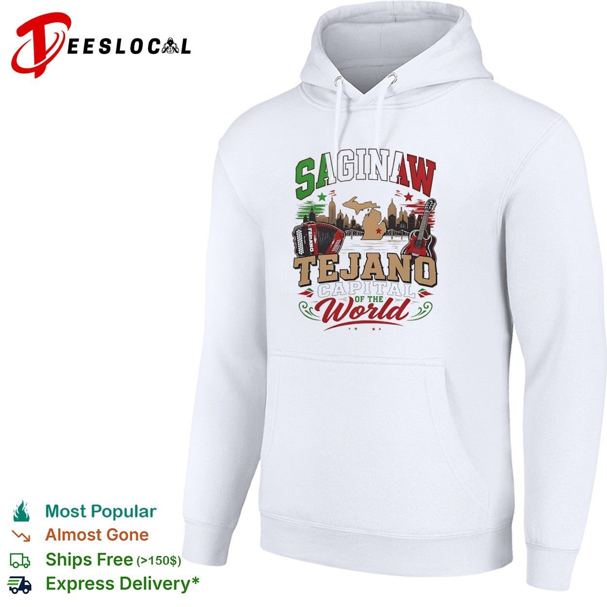 Saginaw Tejano Capital of the World Michigan Accordion Guitar shirt