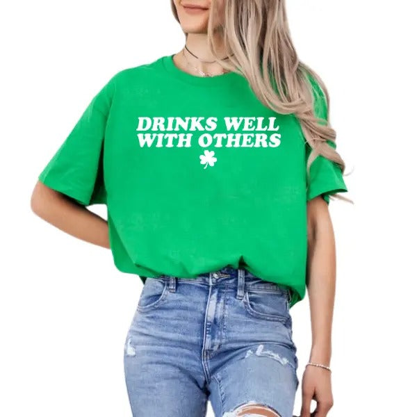 Saint Patrick's Drinks Well With Others Shamrock Thin T-Shirt_ Tee Gift For Men and Women Hoodie, Sweatshirt | CiraTrend.com