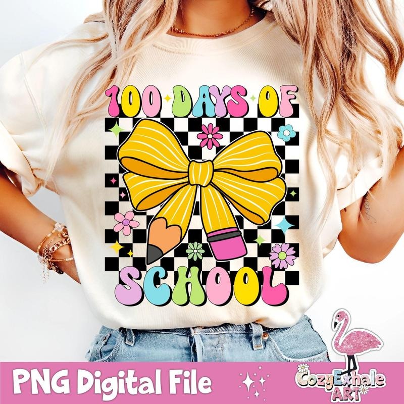 [Sale To 45% Off] 100 Days of School T-Shirt, Kindergarten Teacher Gift, Retro Teacher Gift, 100th Day Celebration,...