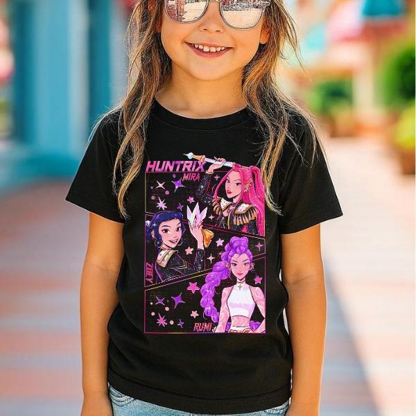 [ Sale Up To 30%] Kpop Demon Hunters Jinu Manga Graphic Tee, Kpop Huntrix Demon Hunter Youth Shirt, Saja Girls Kpop...