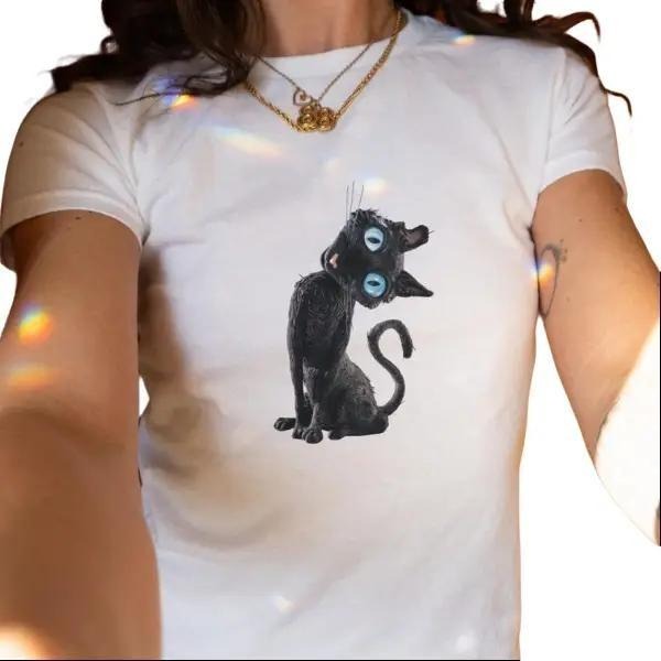 [Sale up to 30%] Coraline Black Cat Baby Tee, Y2k 90s Style Baby Tee,Vintage Movie baby shirt for cat lovers crewneck...