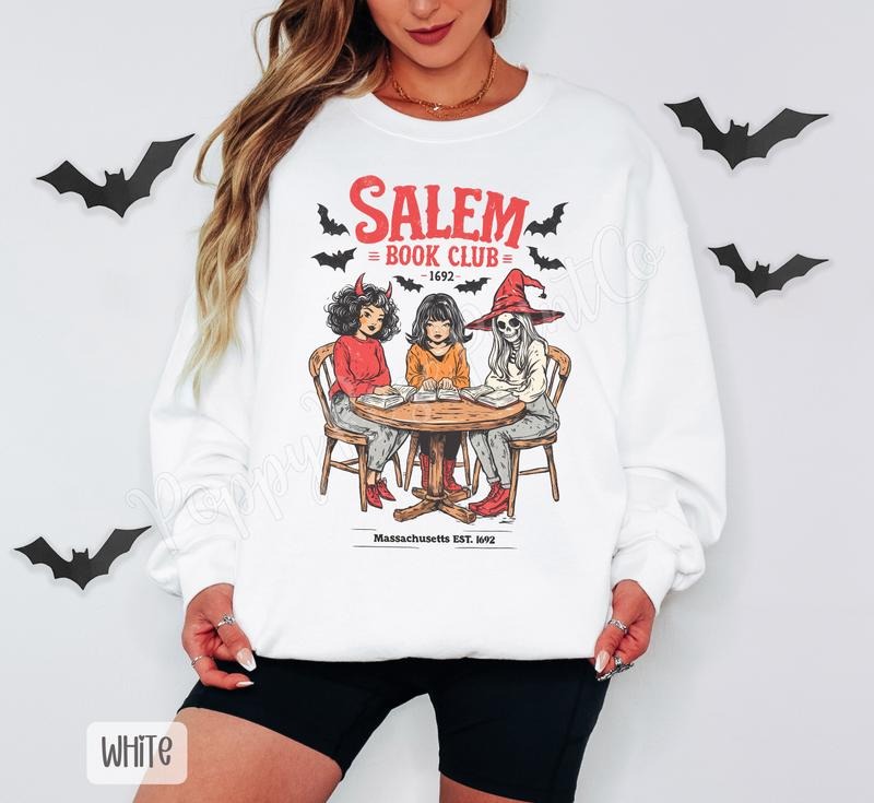 Salem Book Club Sweatshirt, Trendy Halloween Crewneck