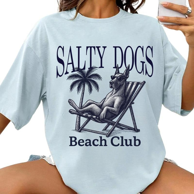 Salty Dogs Beach Club Great Dane Shirt ~ Unisex Apparel Relaxed Fit Printed In The USA Clothing Womenswear Casual Comfort...
