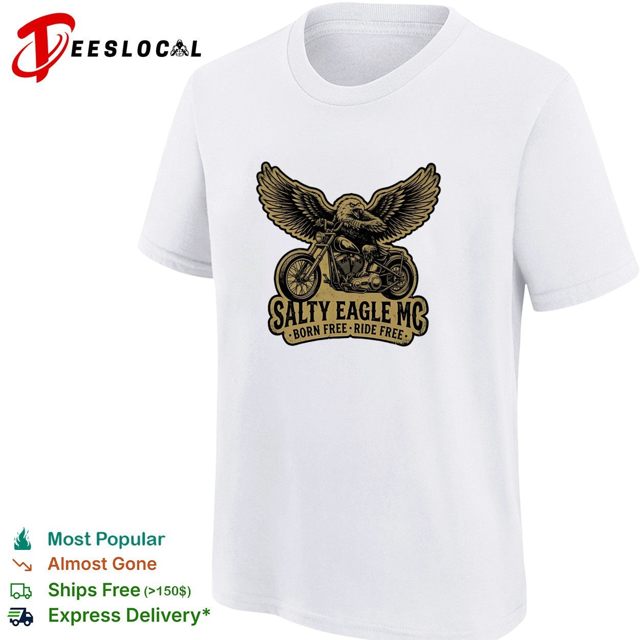 Salty Eagle MC born free ride free shirt