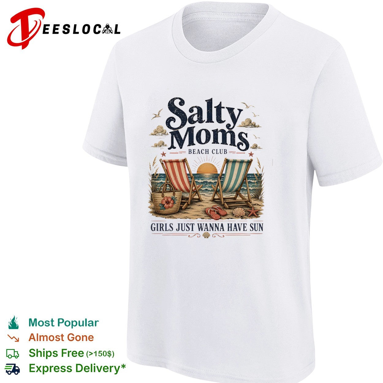 Salty moms beach club girls just wanna have sun chairs shirt