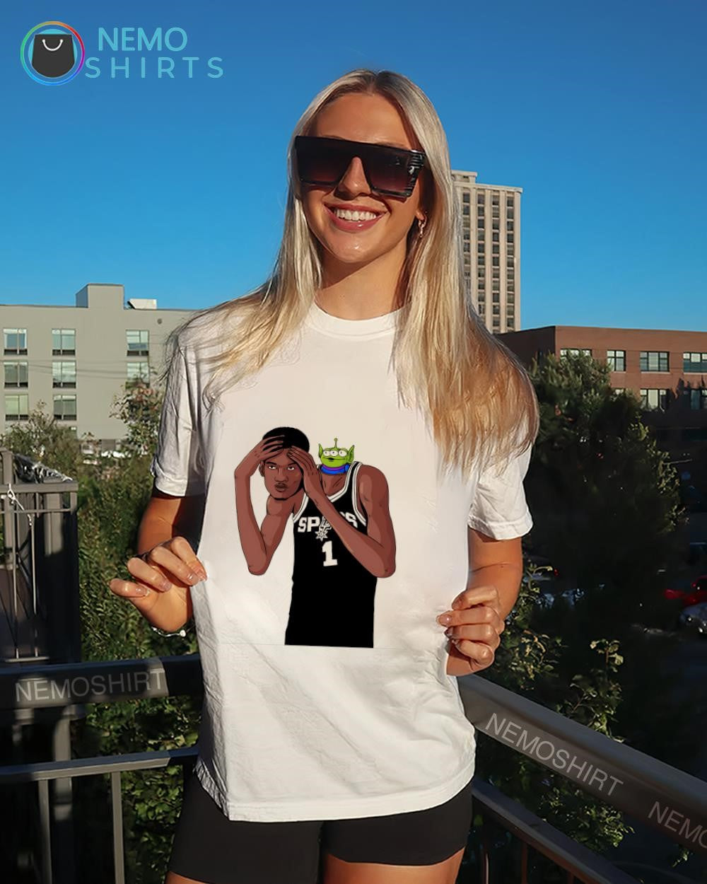 San Antonio Spurs player Victor Wembanyama alien shirt