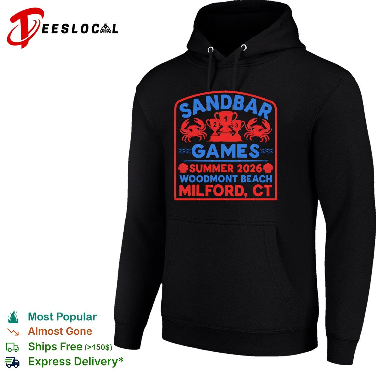 Sandbar Games summer 2026 Woodmont Beach Milford CT crab trophy shirt