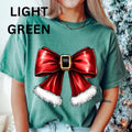 Santa Christmas Bow Shirt, Christmas Bow Shirt, Christmas Santa Shirt (COMFORT COLORS T-SHIRT, CASUAL SHIRT UNISEX,...