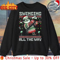 Santa Claus Golf Swinging All The Way Ugly Christmas shirt