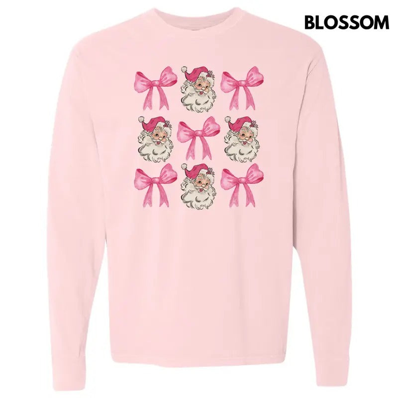 Santa Face Coquette Collage Long Sleeve Comfort Colors T-Shirt 'NLB' Hoodie, Sweatshirt | CiraTrend.com