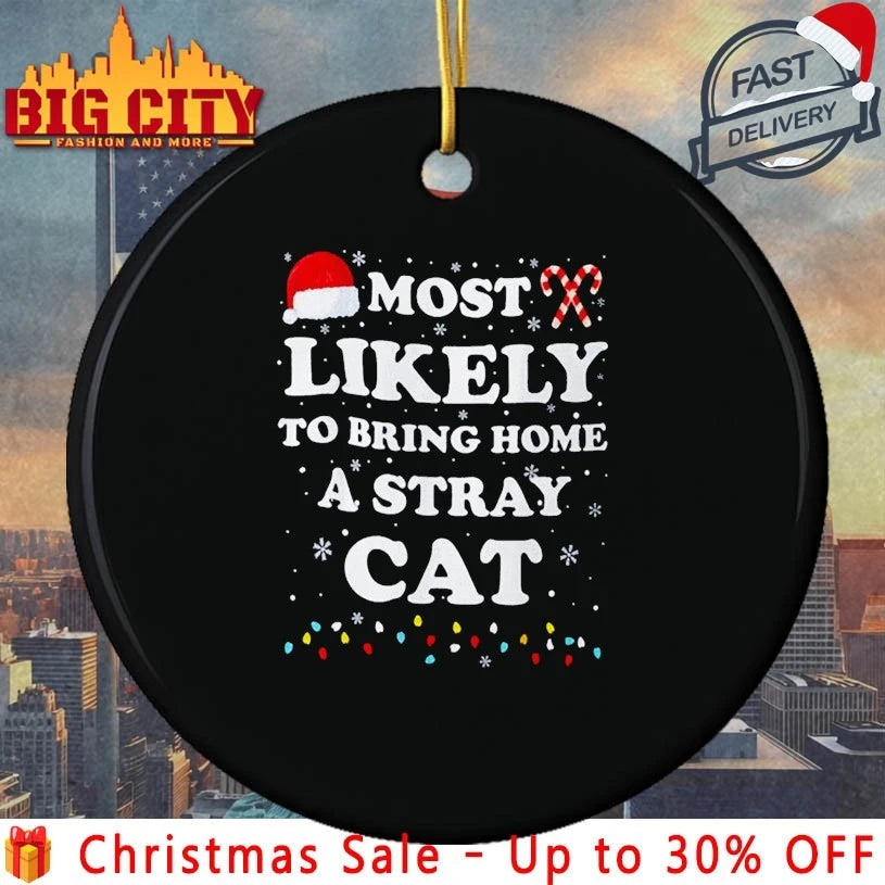 Santa Hat Most Likely To Bring Home A Stray Cat christmas 2025 shirt