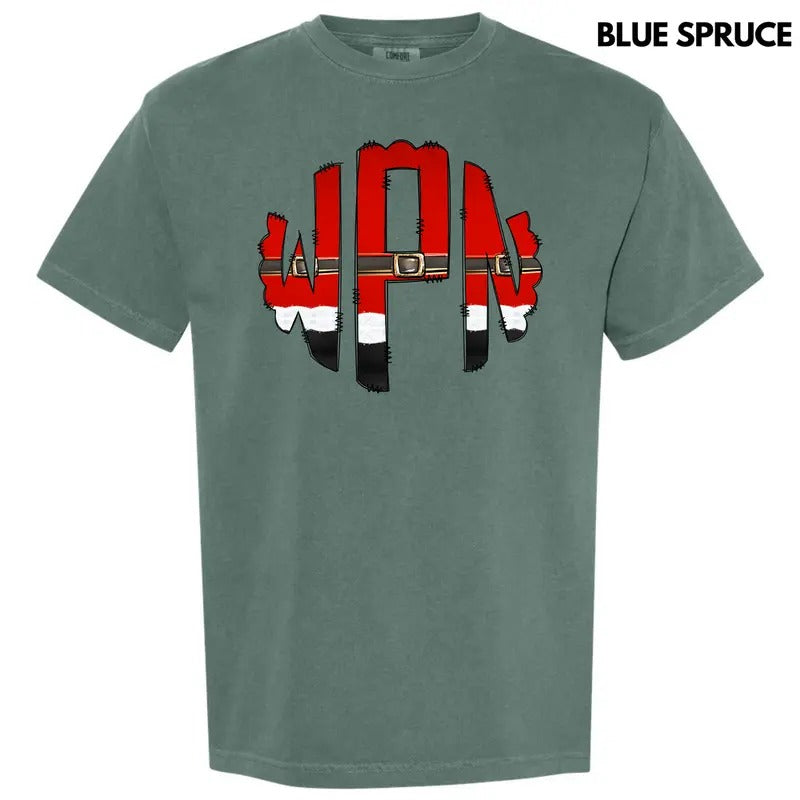Santa Outfit Monogram Comfort Colors T-Shirt 'NLB' Hoodie, Sweatshirt | CiraTrend.com