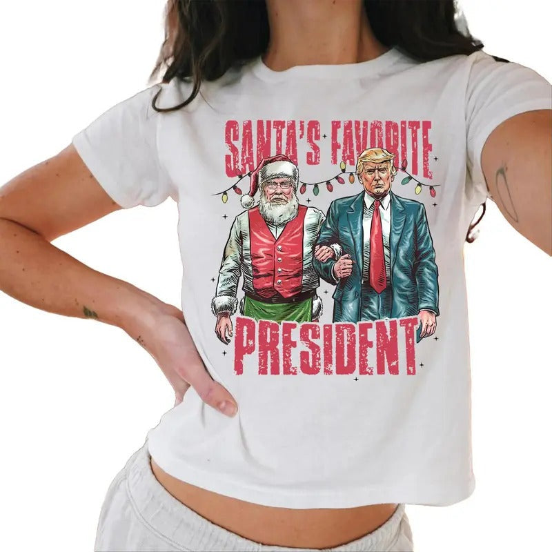 Santa'S Favorite President Baby Tee, Humorous Trump Christmas Baby Tee Design Clipart Illustration Hoodie, Sweatshirt