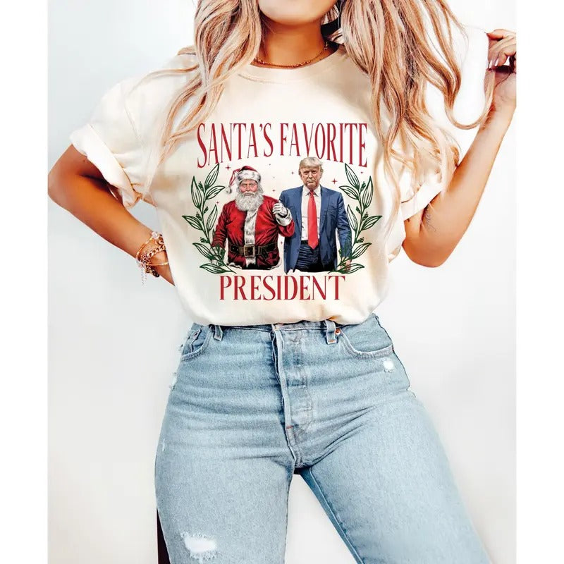 Santa's favorite president T-Shirt, Humorous Trump Christmas T-Shirt Hoodie, Sweatshirt | CiraTrend.com