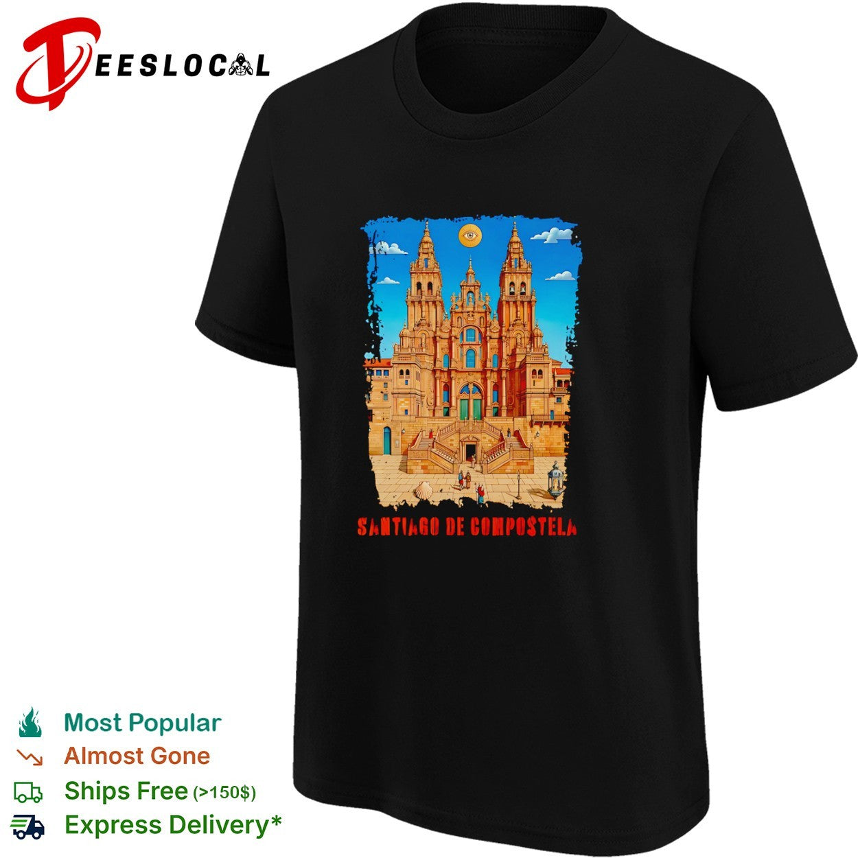 Santiago de Compostela Cathedral Pilgrim Scallop Shell Eye of Providence shirt