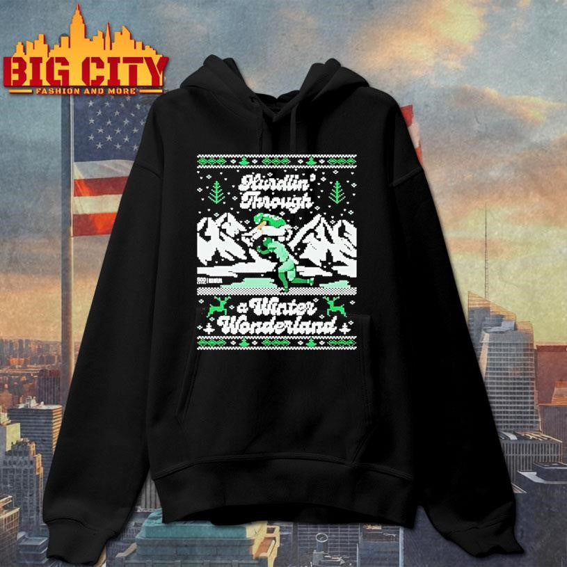 Saquon Barkley Hurdlin Through A Winter Wonderland Philadelphia Christmas Ugly Shirt