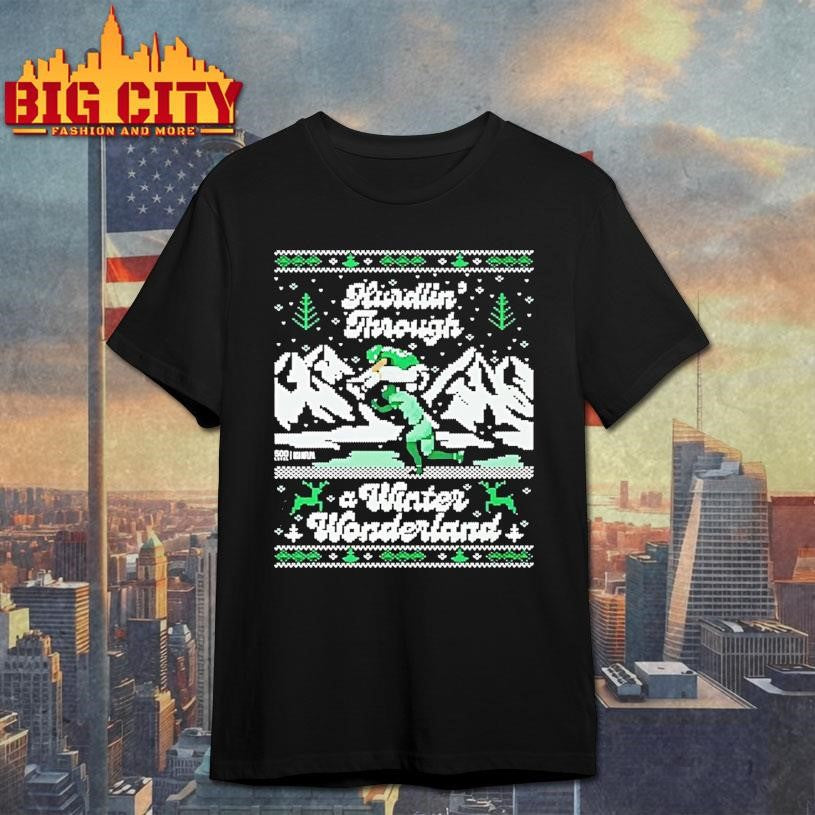 Saquon Barkley Hurdlin Through A Winter Wonderland Philadelphia Christmas Ugly Shirt