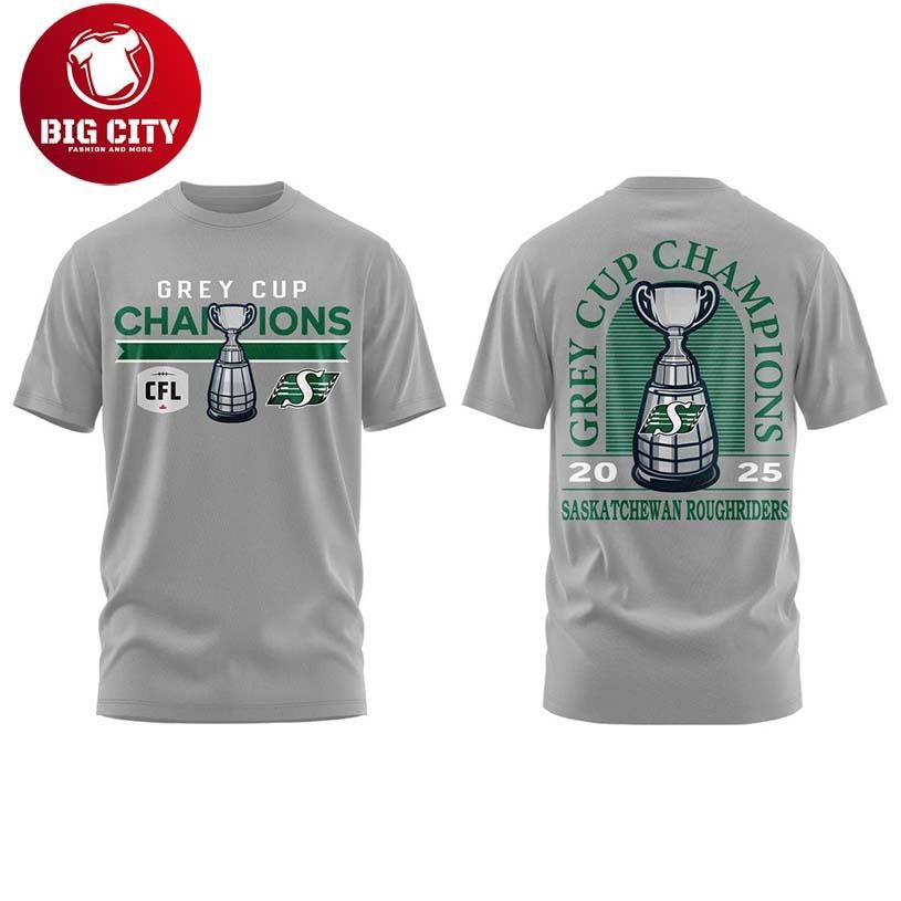 Saskatchewan Roughriders 112th Grey Cup Champions Celebrate Two Sided Shirt
