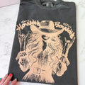 Say Howdy Stay Rowdy Rockin Cowgirl Comfy Colors Long or Short Sleeve Graphic Tee Unisex Screen Printed T-Shirt...