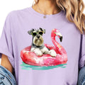 Schnauzer Flamingo Float Dog Shirt ~ Unisex Apparel Relaxed Fit Printed In The USA Clothing Womenswear Casual Comfort...