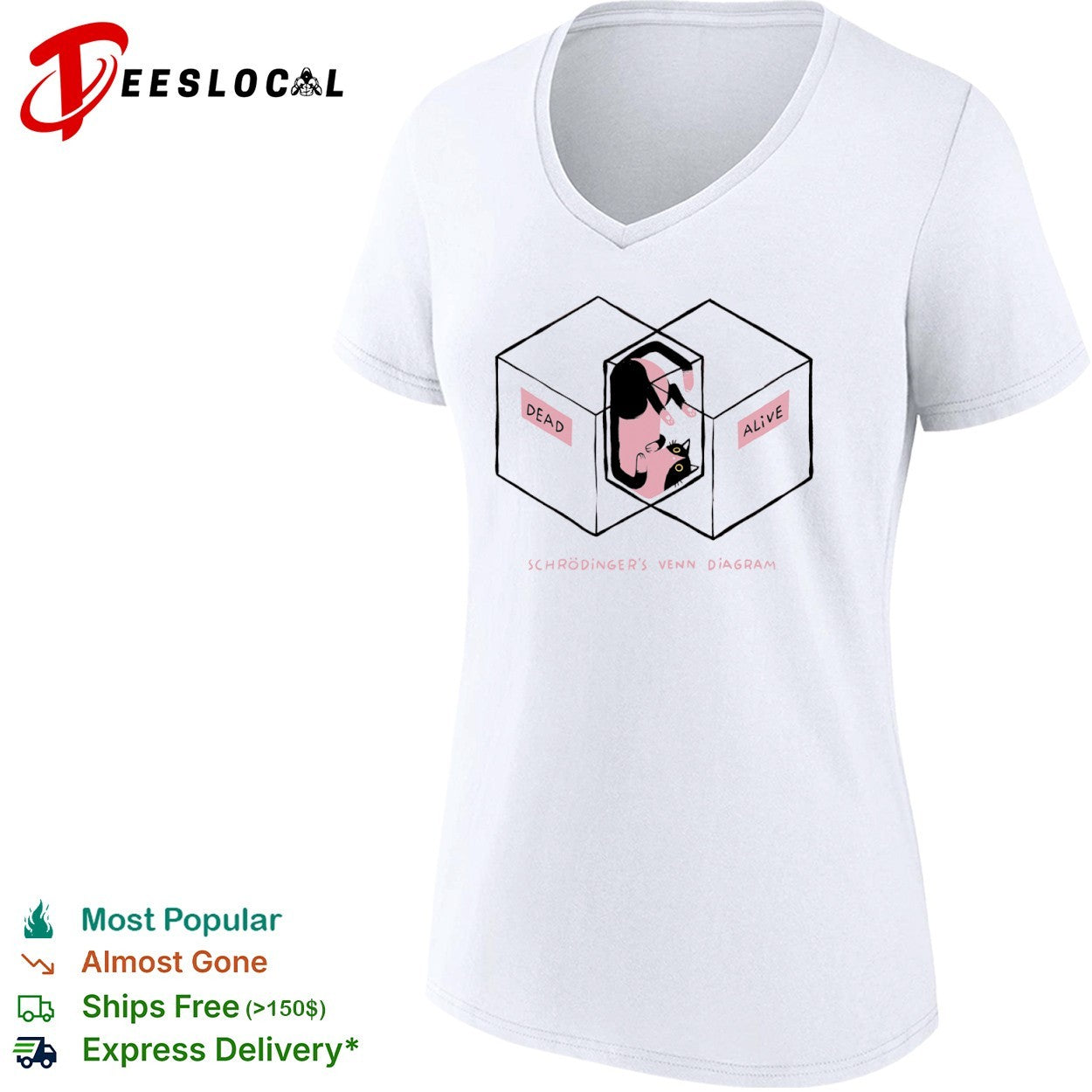 Schrodinger cat diagram venn dead alive shirt