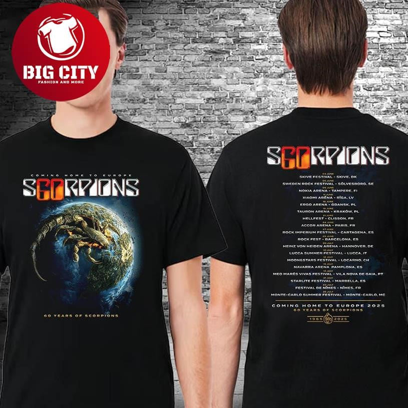 Scorpions Coming Home To Europe 60 Years Of Scorpions Two Sided Shirt