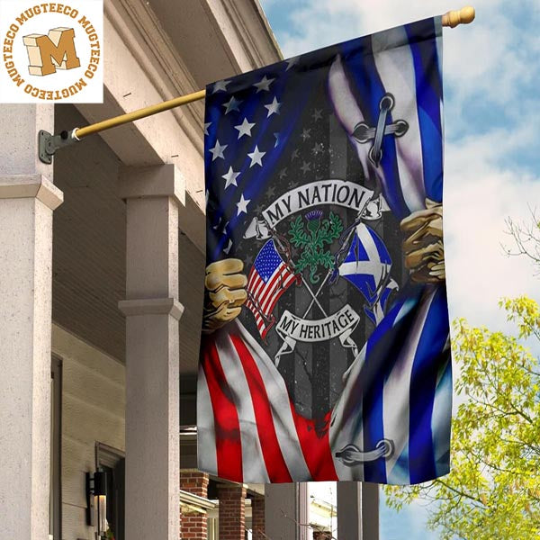 Scottish American Flag My Nation My Heritage Inside American Flag Outdoor Garden Decor 2 Sides Garden House Flag