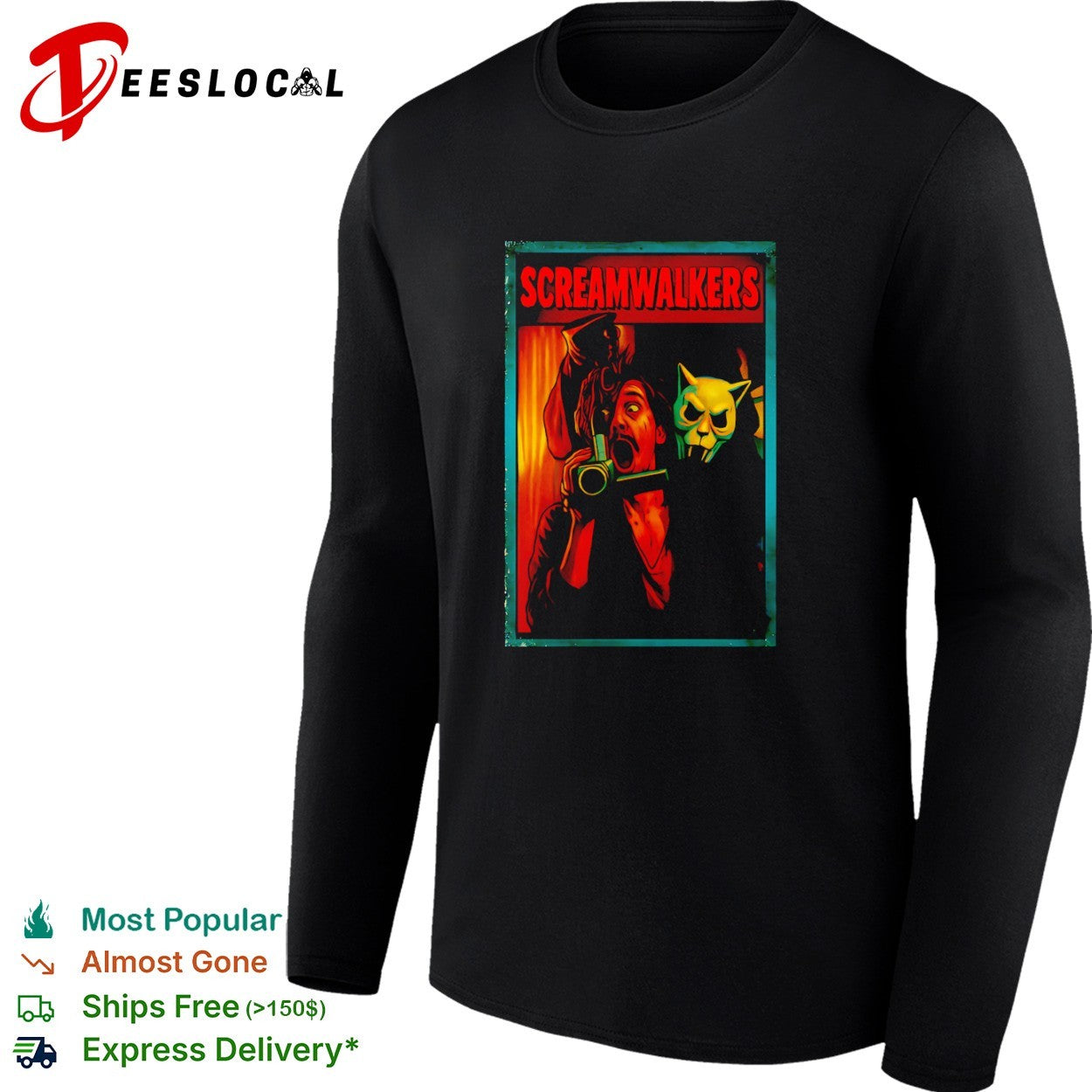 Screamwalkers horror movie vintage poster camera graphic shirt