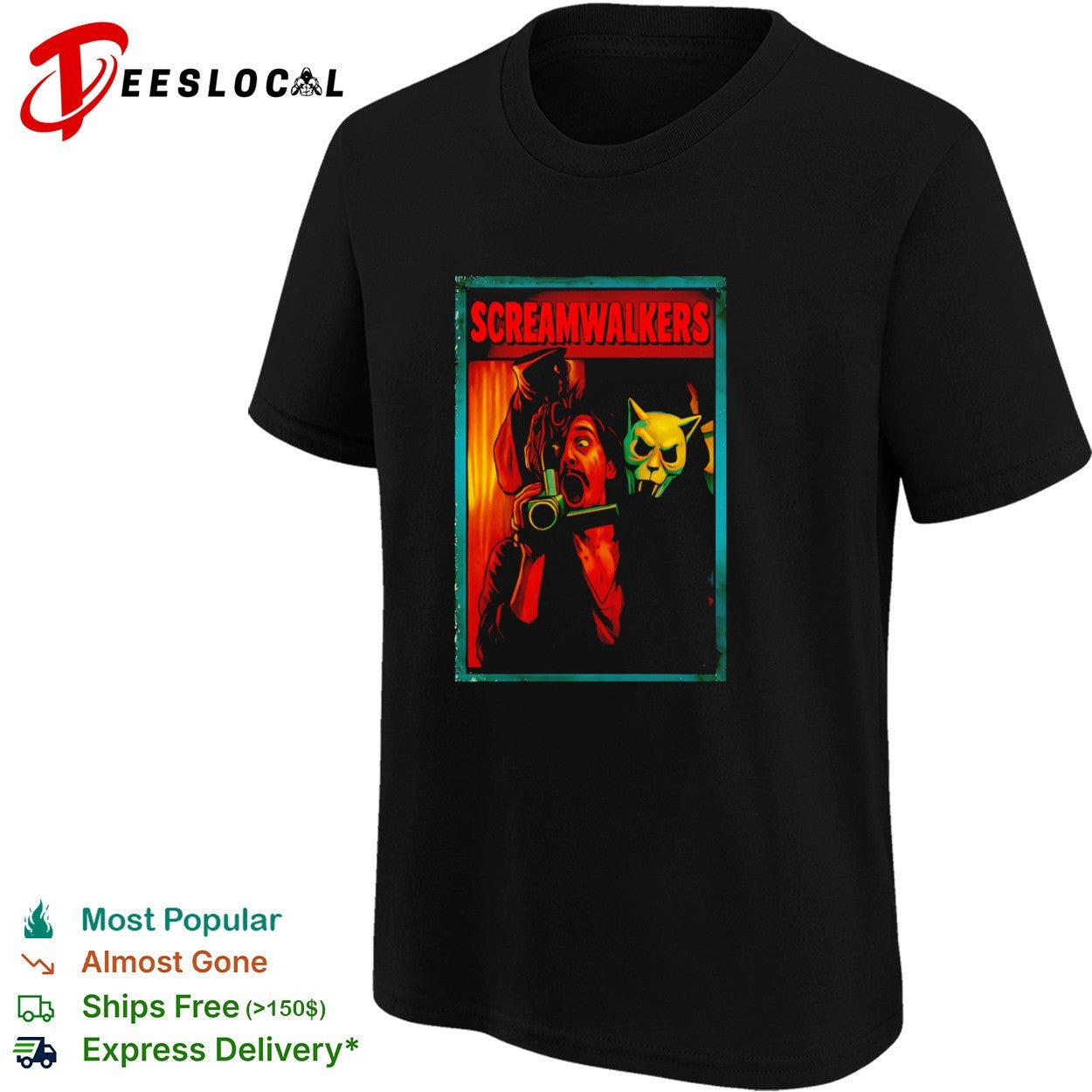 Screamwalkers horror movie vintage poster camera graphic shirt