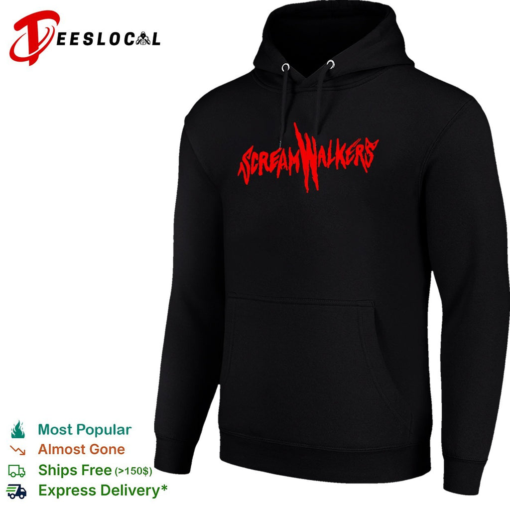 Screamwalkers red slash logo horror movie typography shirt