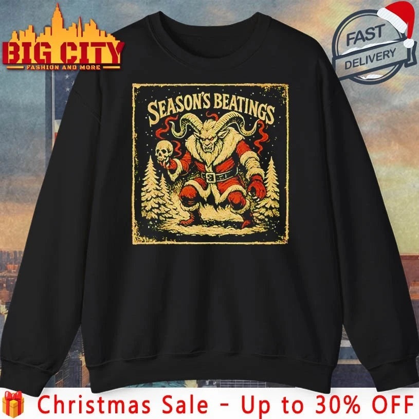 Season’s Beatings Krampus Santa Gothic Holiday vintage shirt