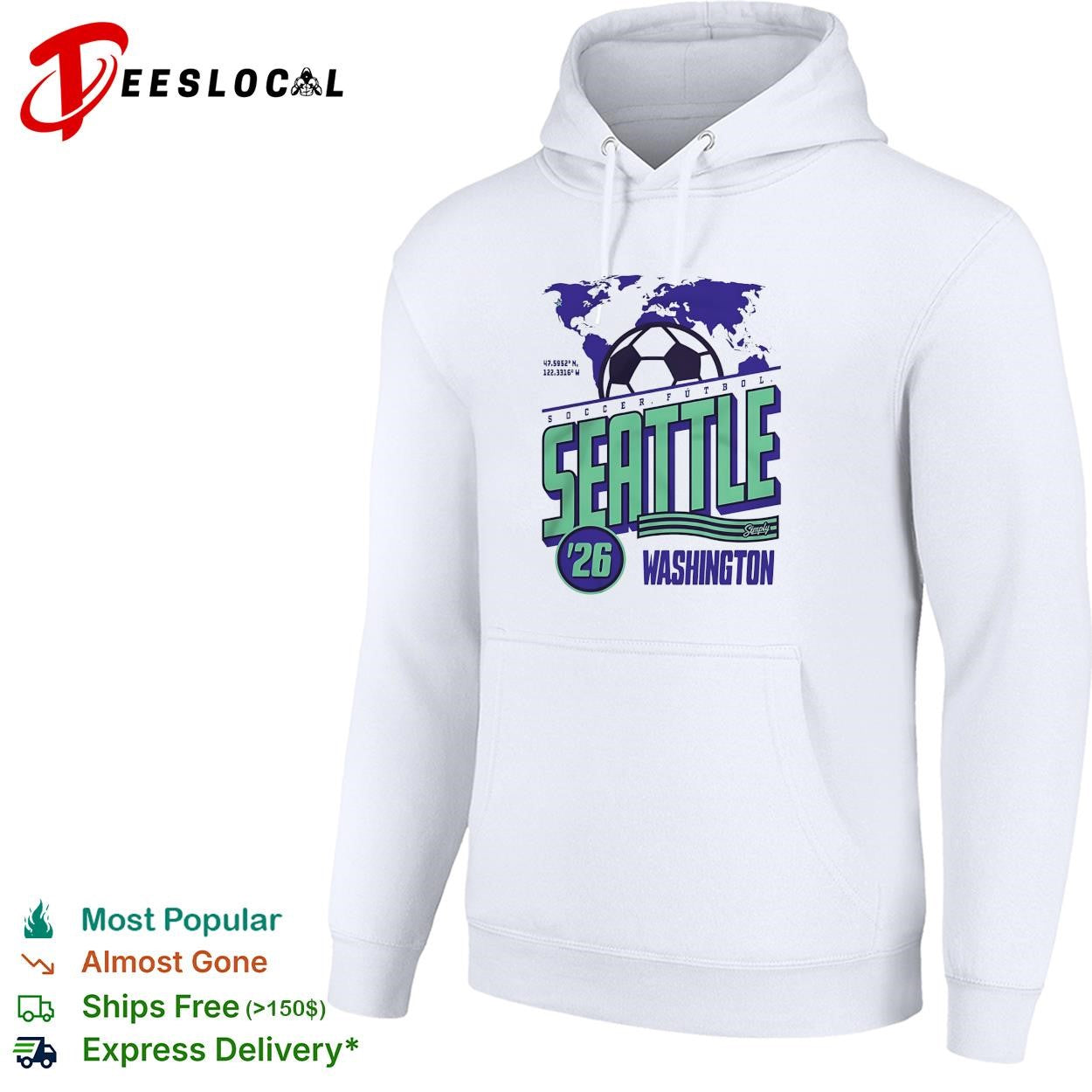 Seattle 2026 Washington world map soccer shirt